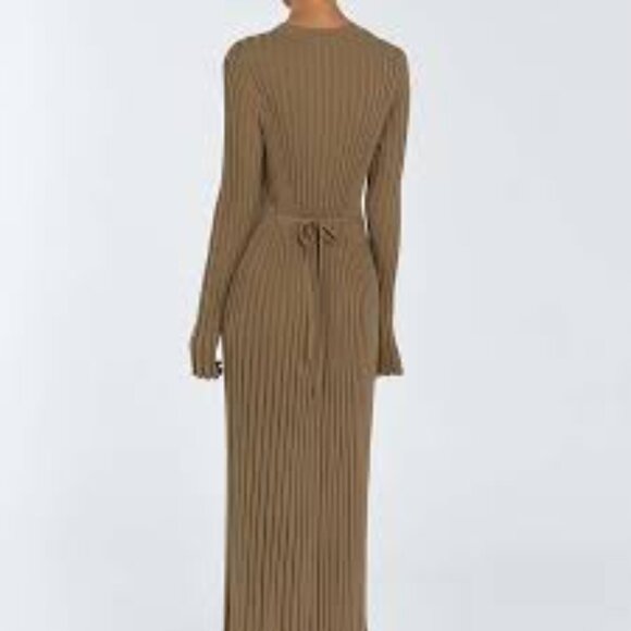 DISSH Ada Khaki Long Sleeve Midi Dress MED NWT - Picture 2 of 8